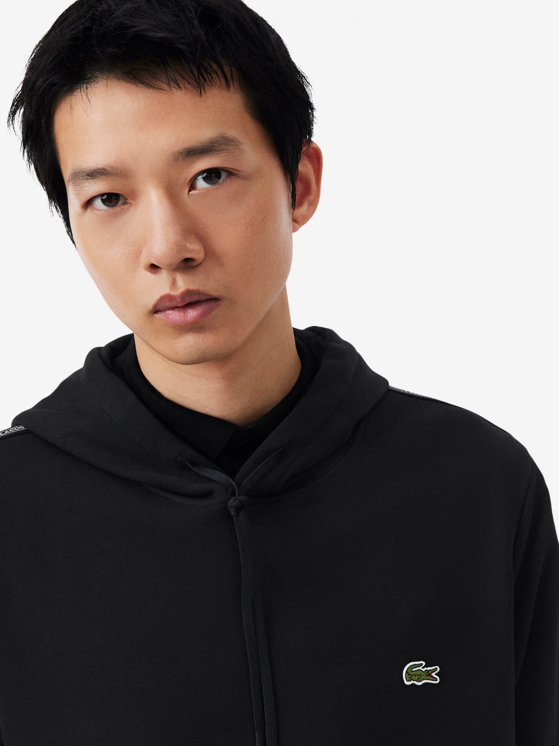 Lacoste Logo Stripe Black Hoodie