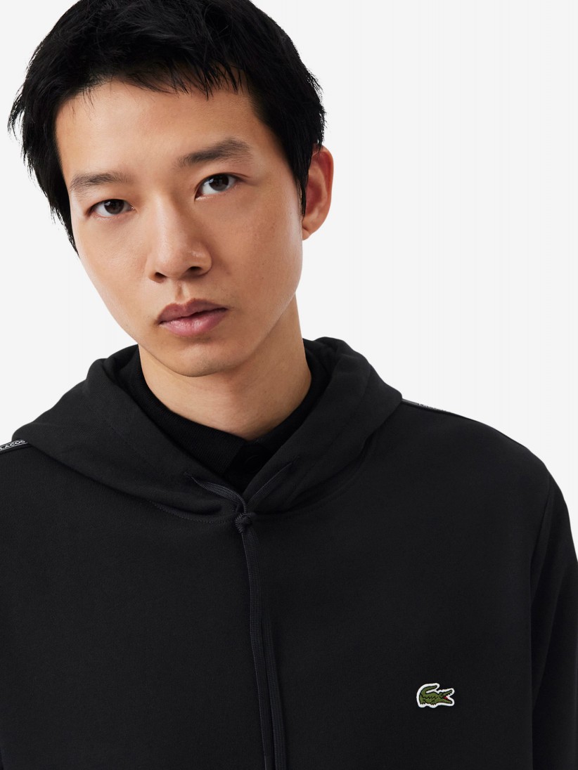 Lacoste Logo Stripe Black Hoodie