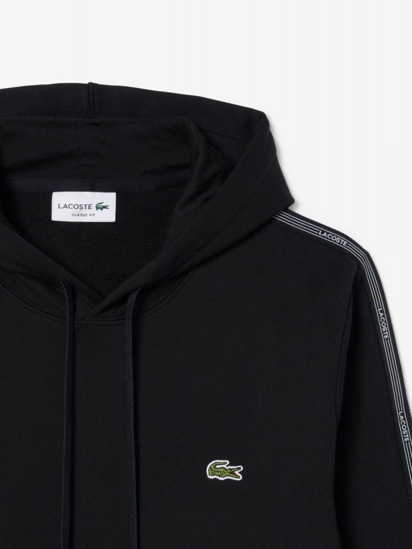 Lacoste Logo Stripe Black Hoodie