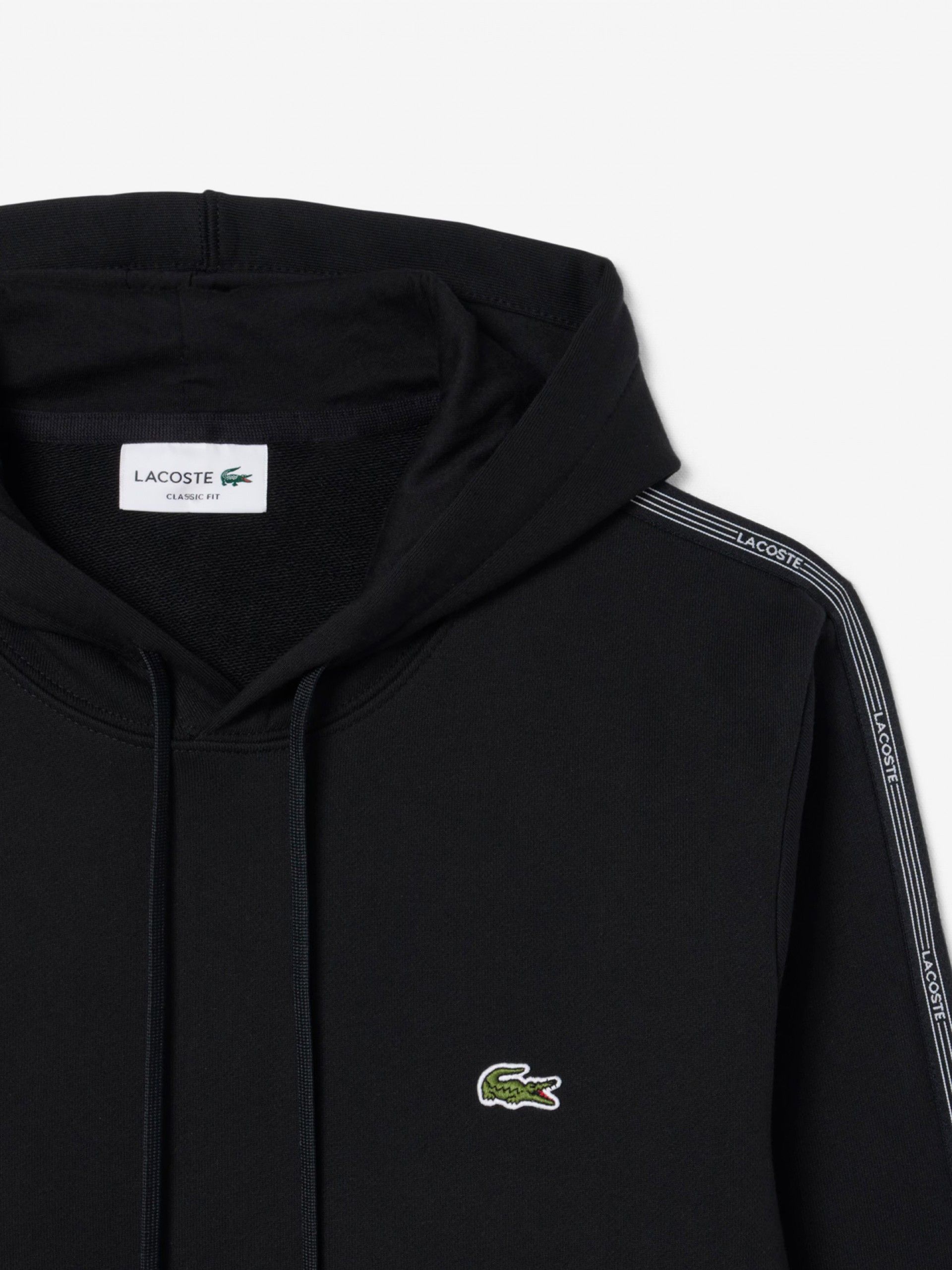 Lacoste Logo Stripe Black Hoodie