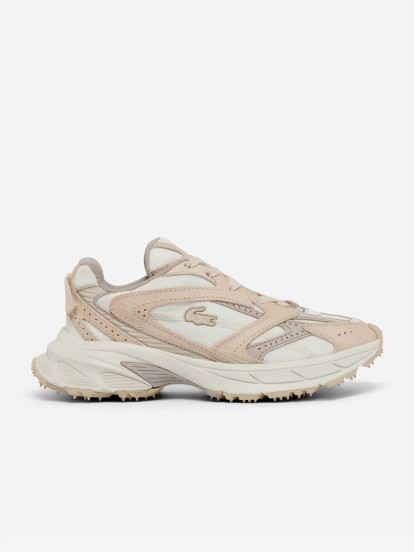 Sapatilhas Lacoste L003 Neo Shot Bege e Rosa Para Mulher