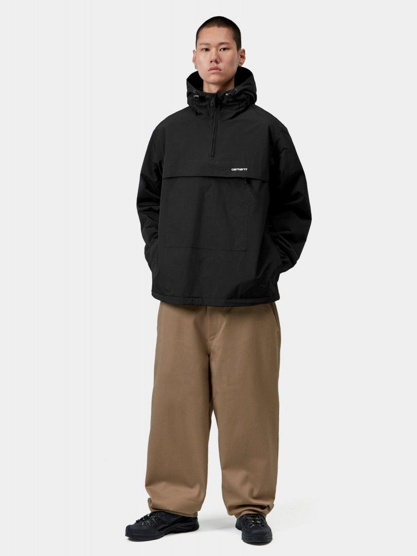 Carhartt WIP Pullover Black Hooded Windbreaker Jacket (Winter)