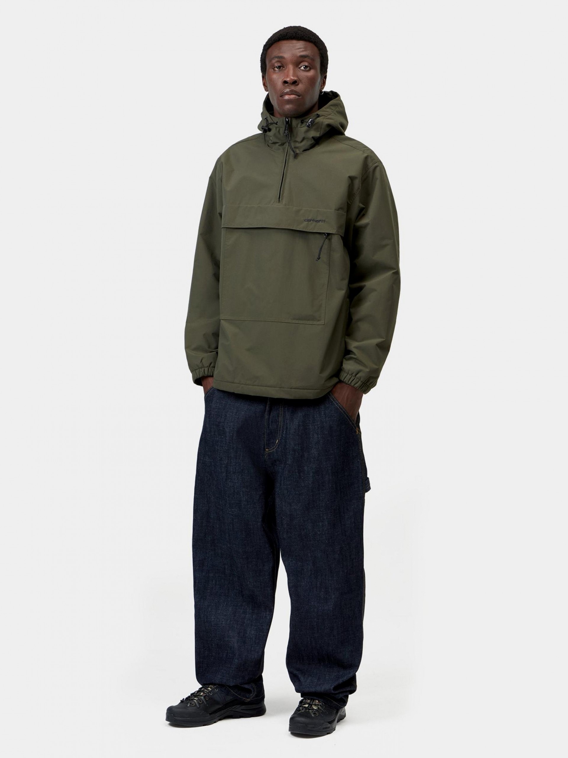 Chaqueta Cortavientos con Capucha Carhartt WIP Pullover Verde (Invierno)