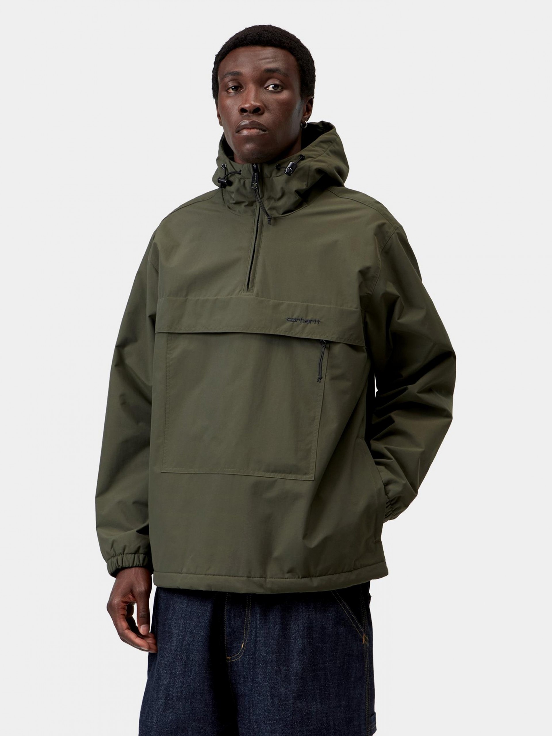 Chaqueta Cortavientos con Capucha Carhartt WIP Pullover Verde (Invierno)
