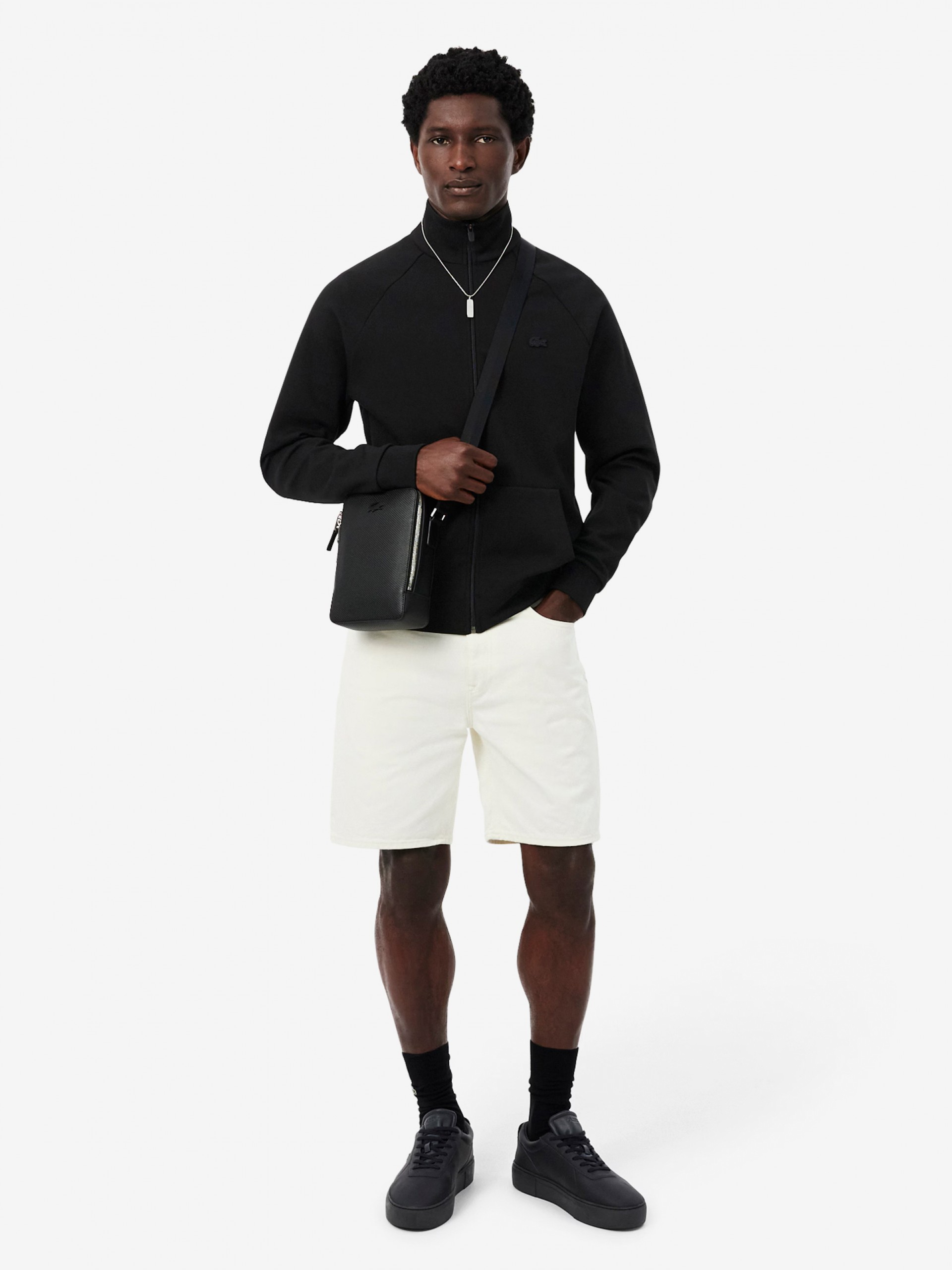 Casaco Lacoste Commuter em Jersey de Dupla Face Preto