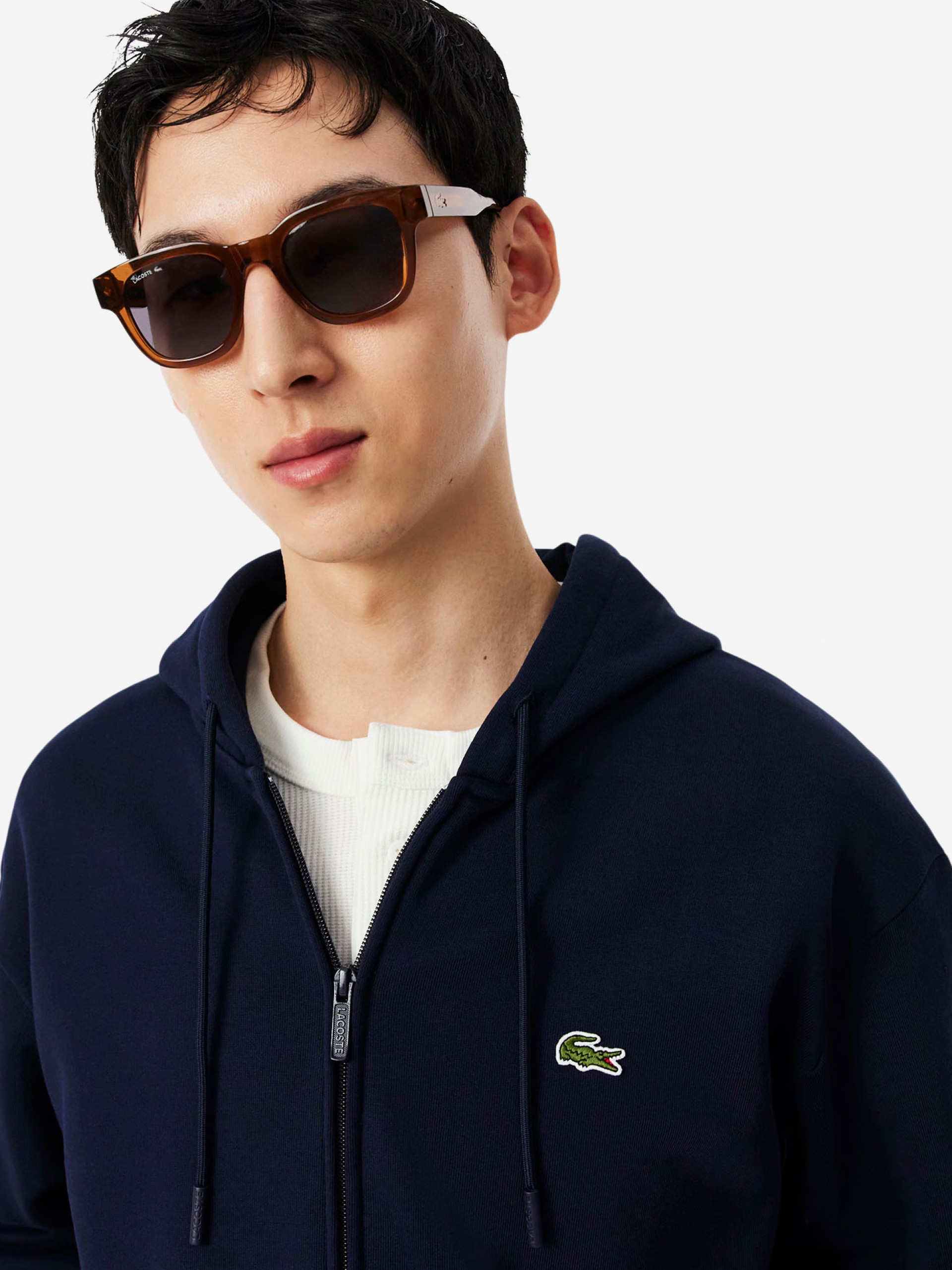 Chaqueta con Capucha Lacoste Zipped Fleece Azul