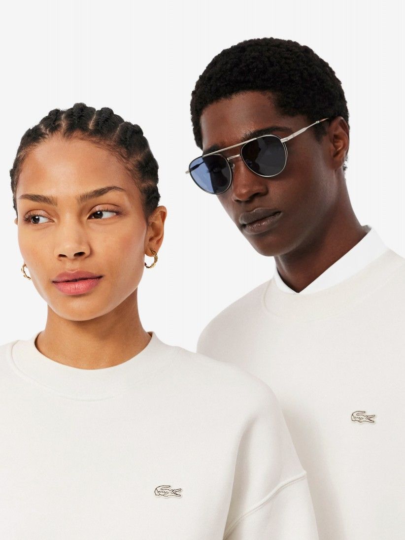 Sudadera Lacoste de Felpa Gruesa Loose Fit Blanca Sudadera Lacoste de Felpa Gruesa Loose Fit Blanca
