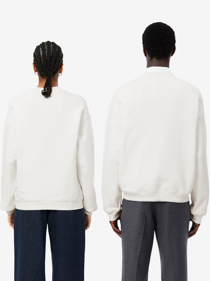 Sudadera Lacoste de Felpa Gruesa Loose Fit Blanca Sudadera Lacoste de Felpa Gruesa Loose Fit Blanca