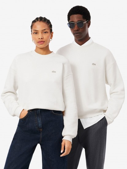 Lacoste Loose Fit Heavy Fleece White Sweater Lacoste Loose Fit Heavy Fleece White Sweater