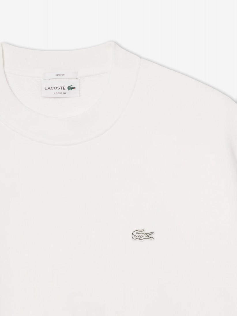 Sudadera Lacoste de Felpa Gruesa Loose Fit Blanca Sudadera Lacoste de Felpa Gruesa Loose Fit Blanca