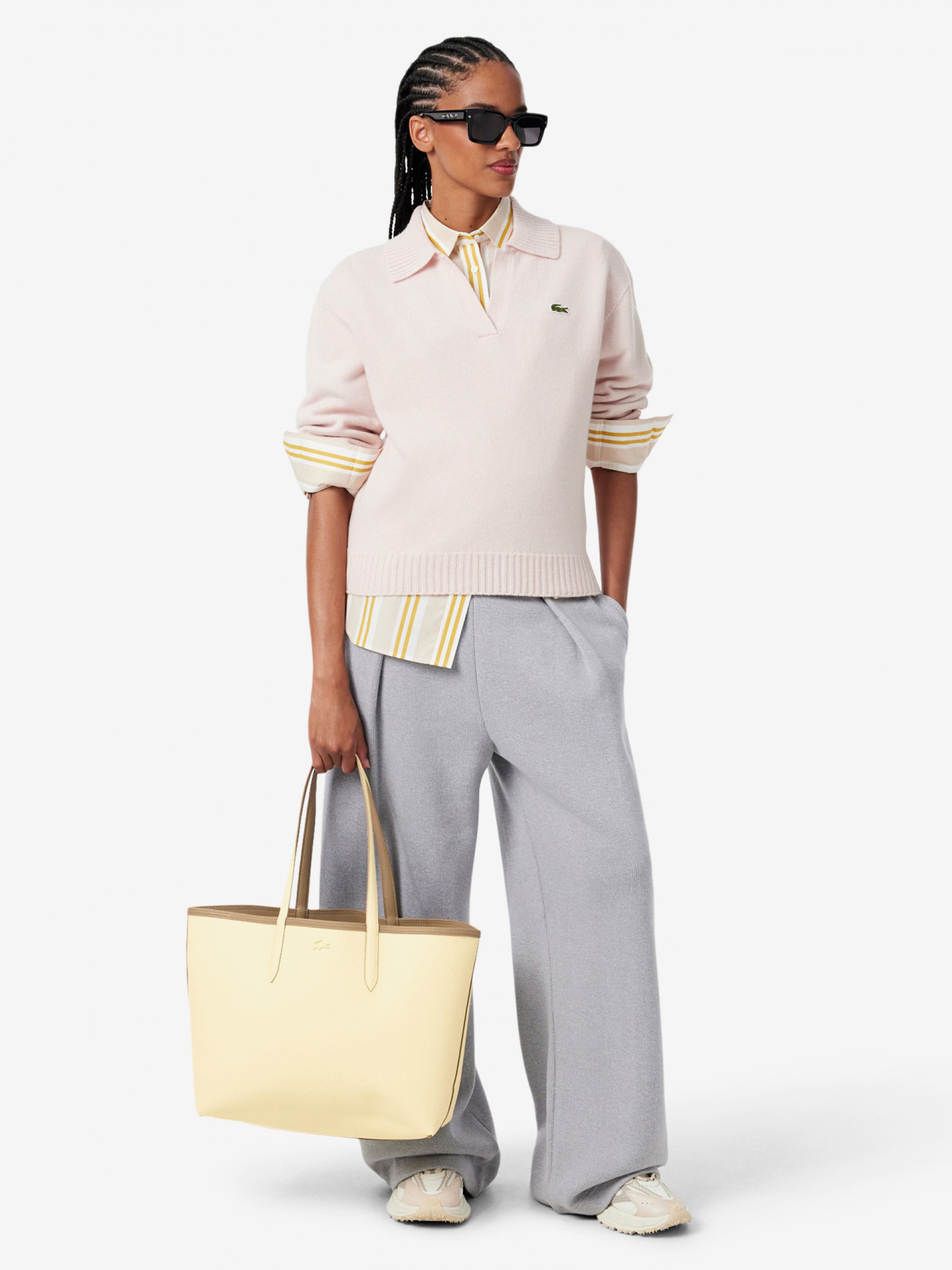 Mala Grande Lacoste Anna Bege Reversível com Bolsa