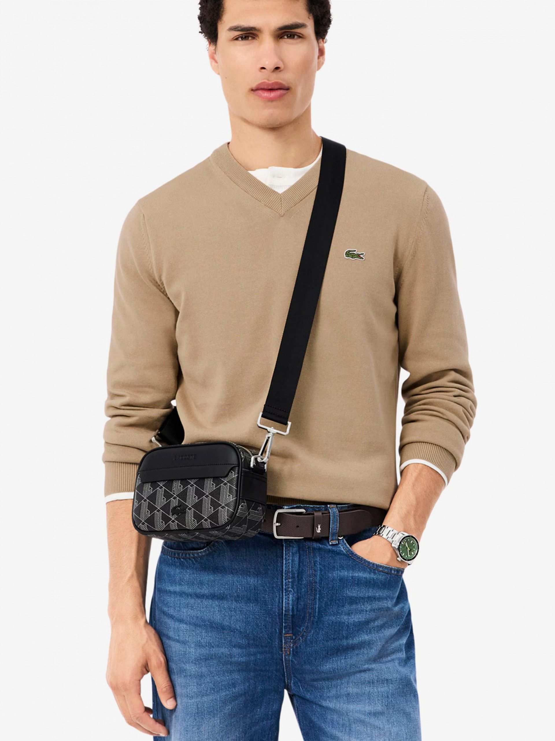 Bolsa a Tiracolo Lacoste The Blend Preta Para Homem
