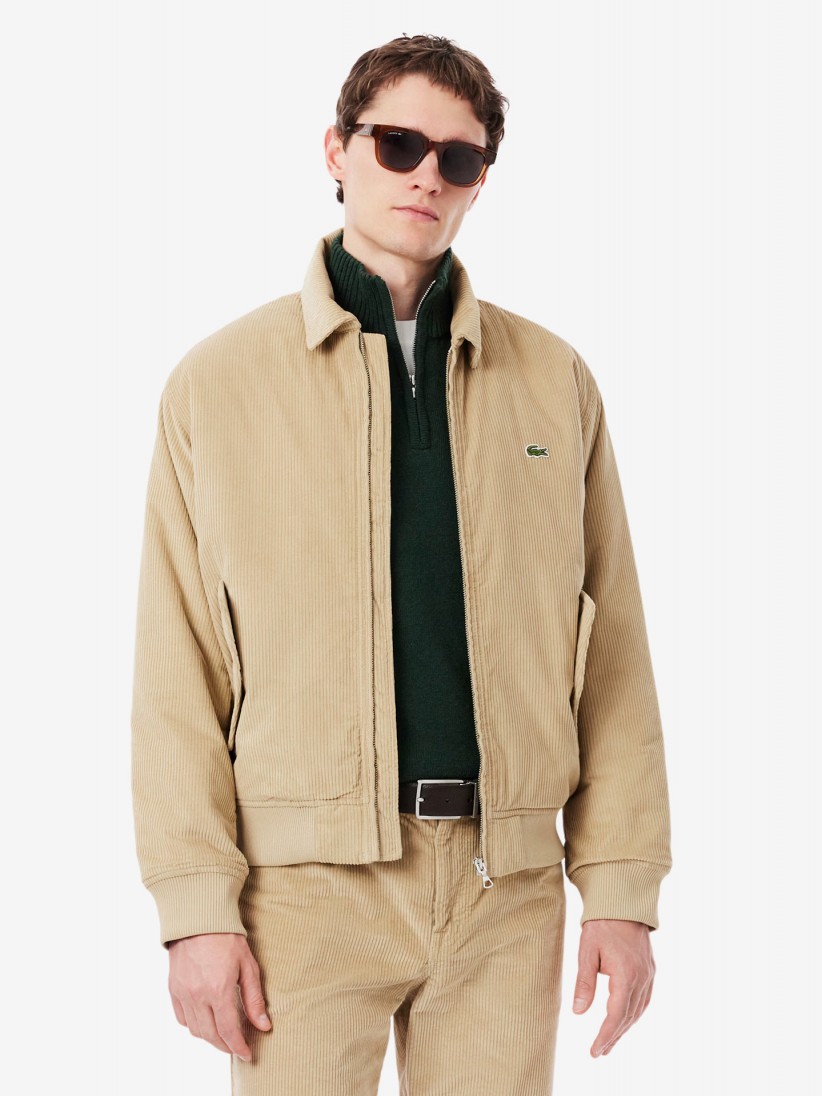 Chaqueta Lacoste Bomber Acolchada de Pana Beige
