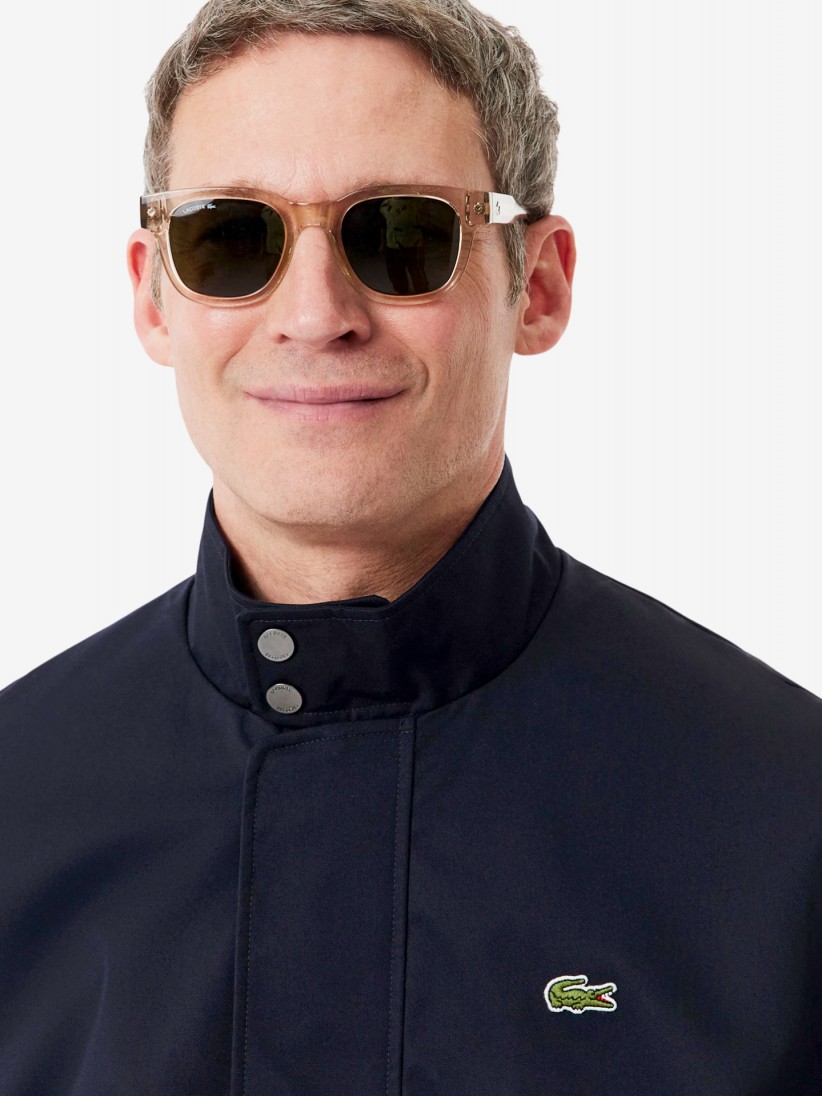 Casaco Lacoste Harrington em Sarja Impermeável Azul Casaco Lacoste Harrington em Sarja Impermeável Azul