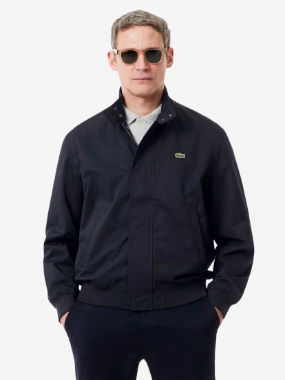Lacoste Water-Repellent Twill Harrington Blue Jacket