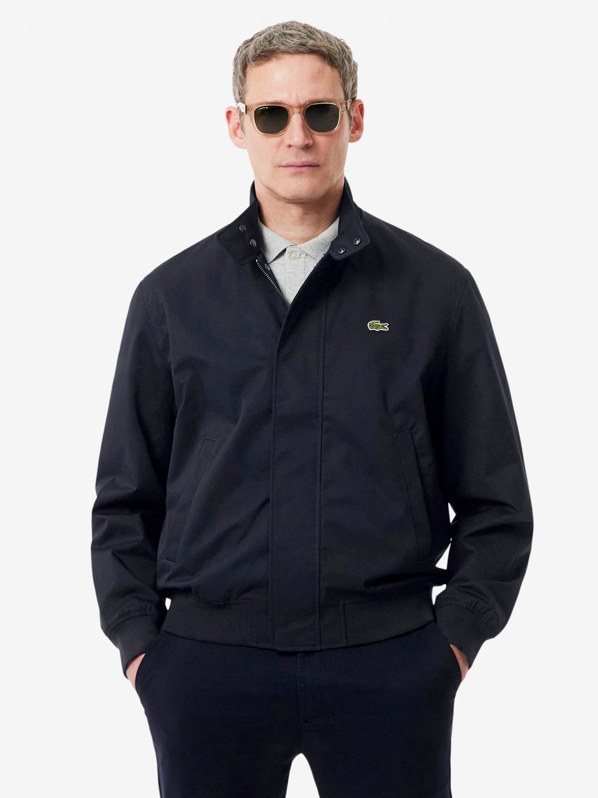 Casaco Lacoste Harrington em Sarja Impermeável Azul