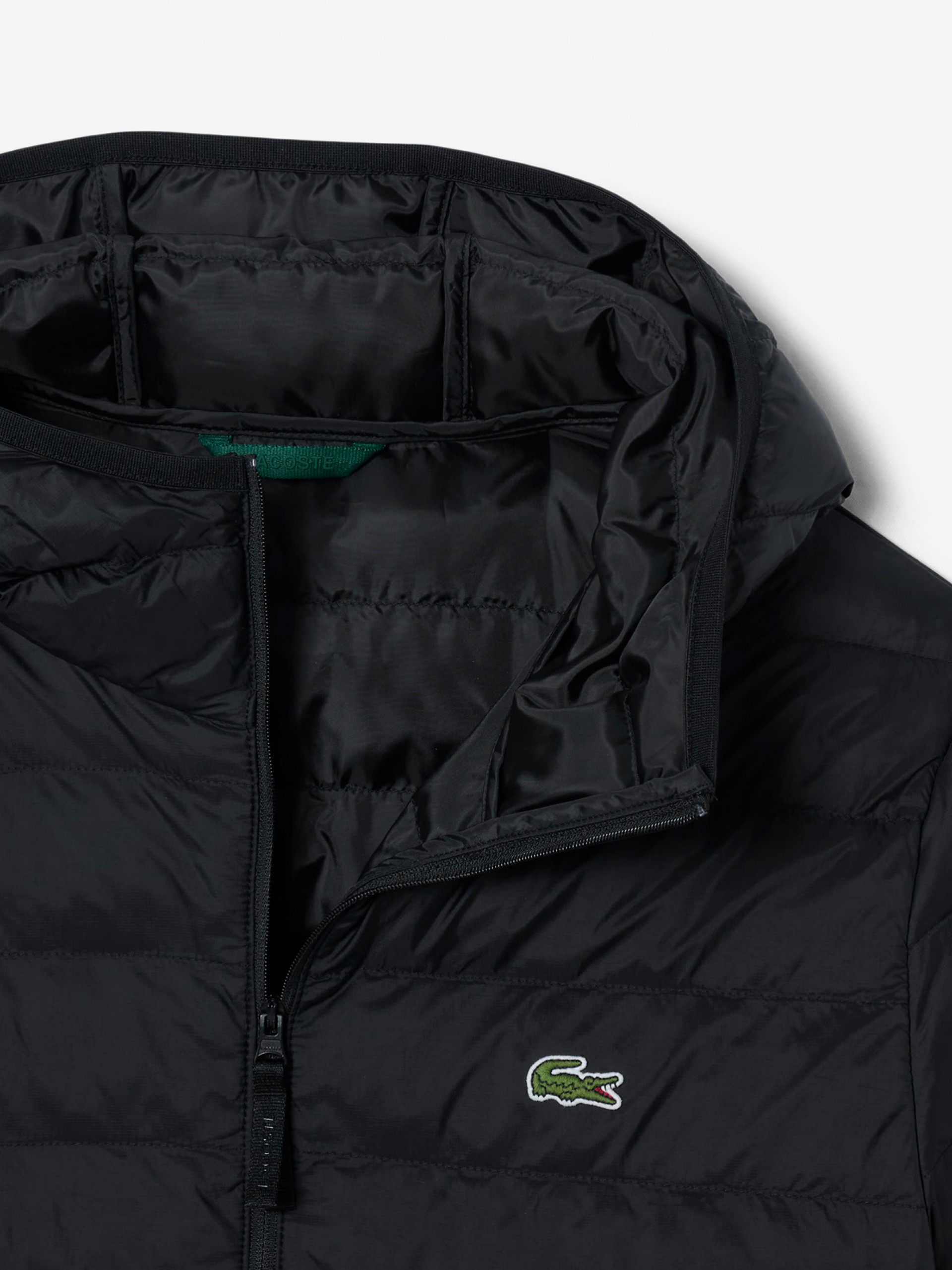 Casaco com Capuz Lacoste de Penas Impermeável Preto