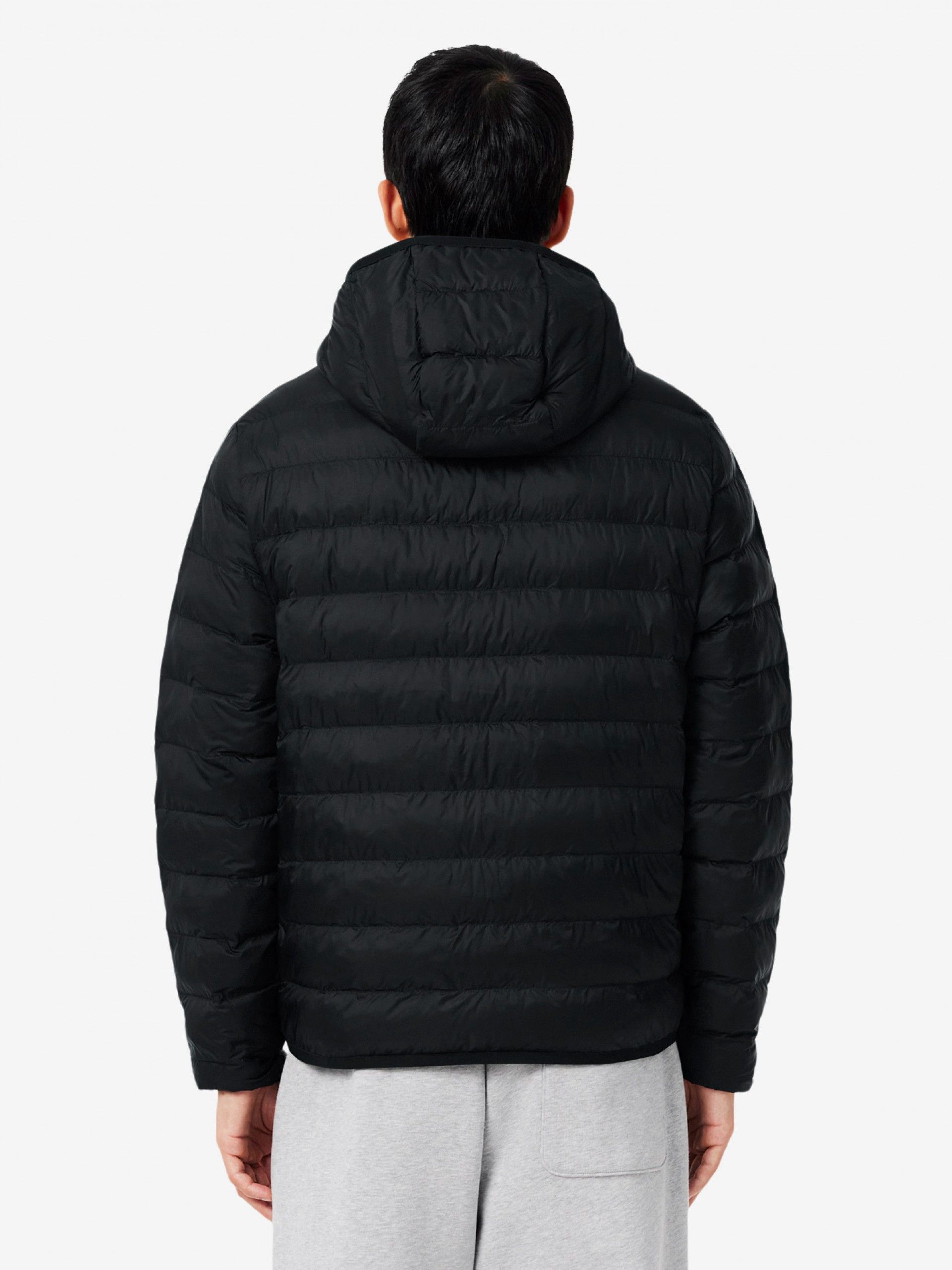 Lacoste Water-Repellent Down Black Hooded Jacket