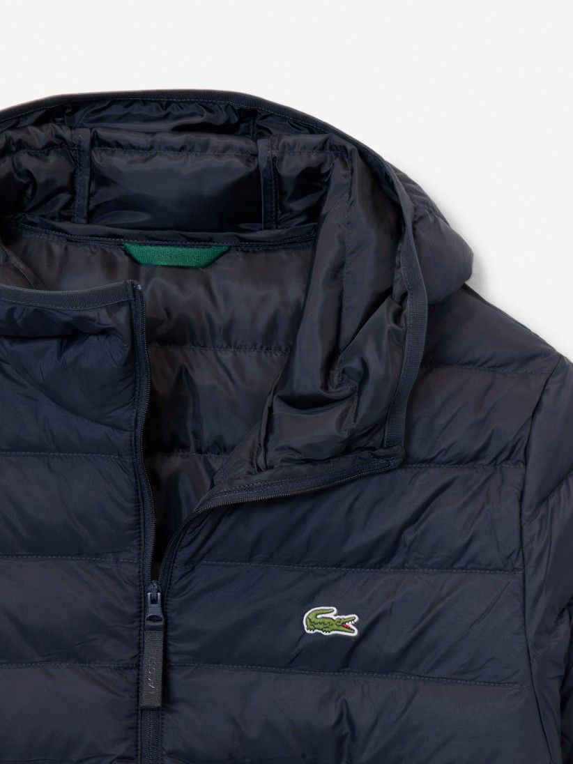 Casaco com Capuz Lacoste de Penas Imperme�vel Azul