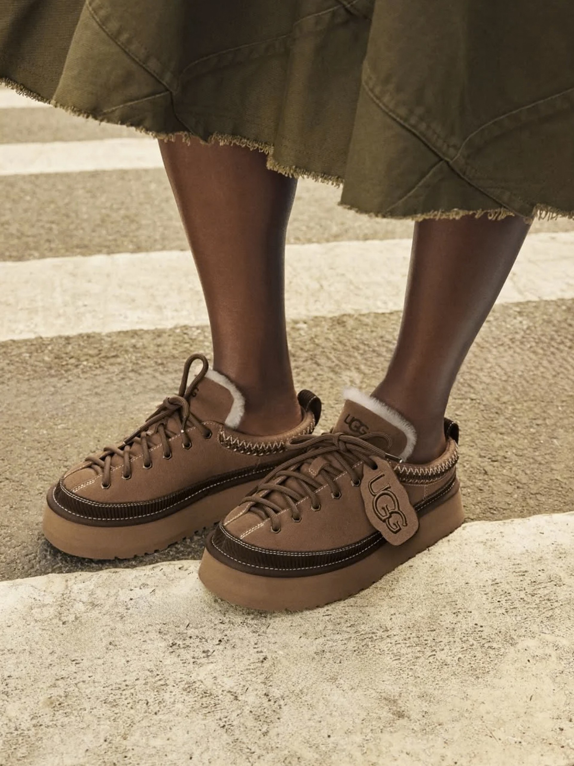 Ugg Heritage Lace-Up Camel and Brown Slippers For Women