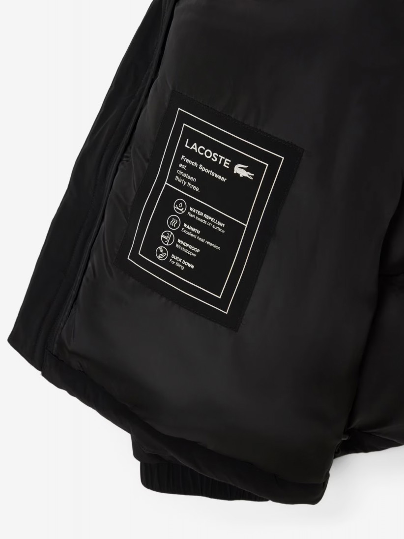 Chaqueta con Capucha Lacoste Acolchada Hidr�fuga Negra