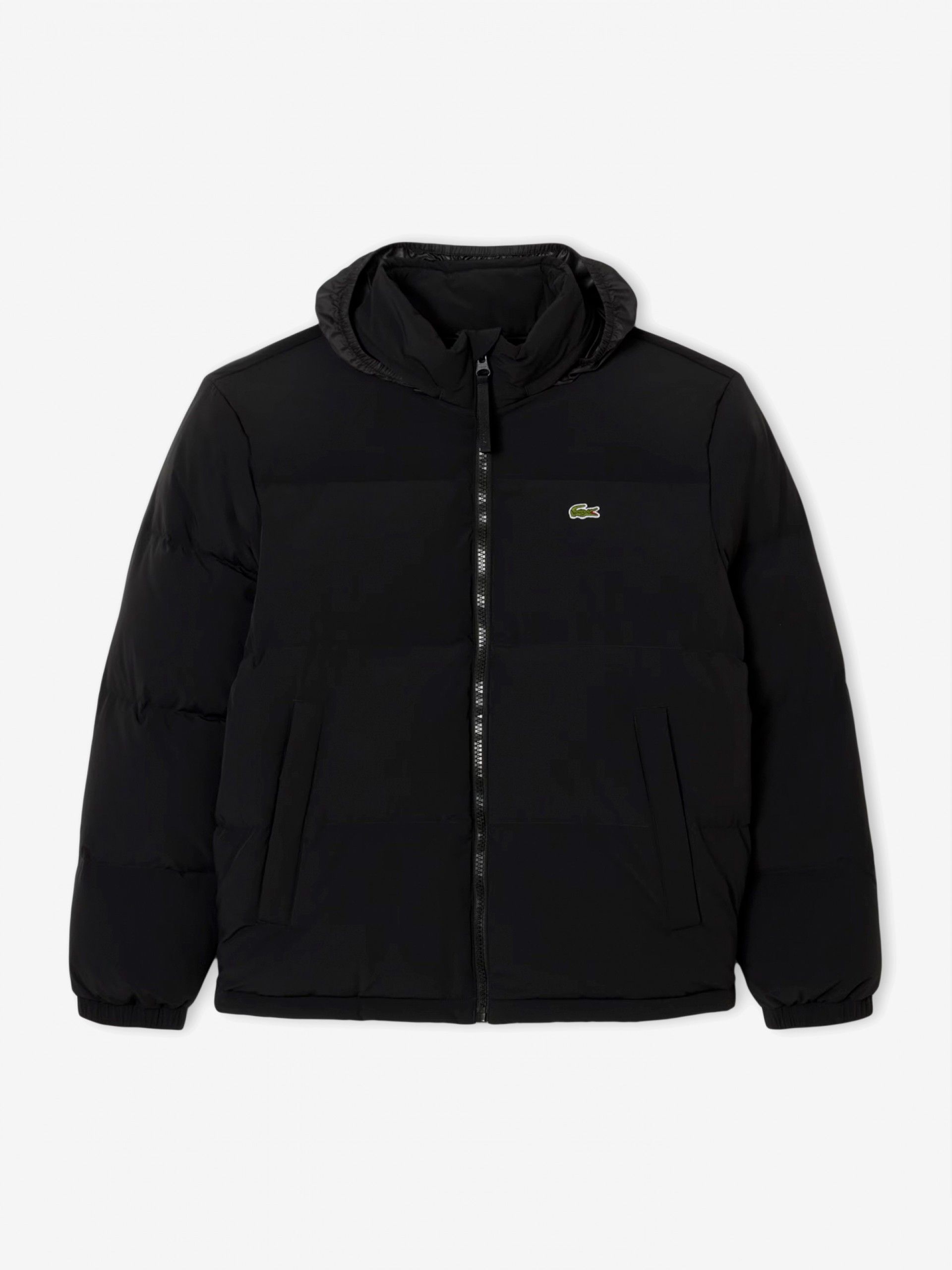 Chaqueta con Capucha Lacoste Acolchada Hidrófuga Negra