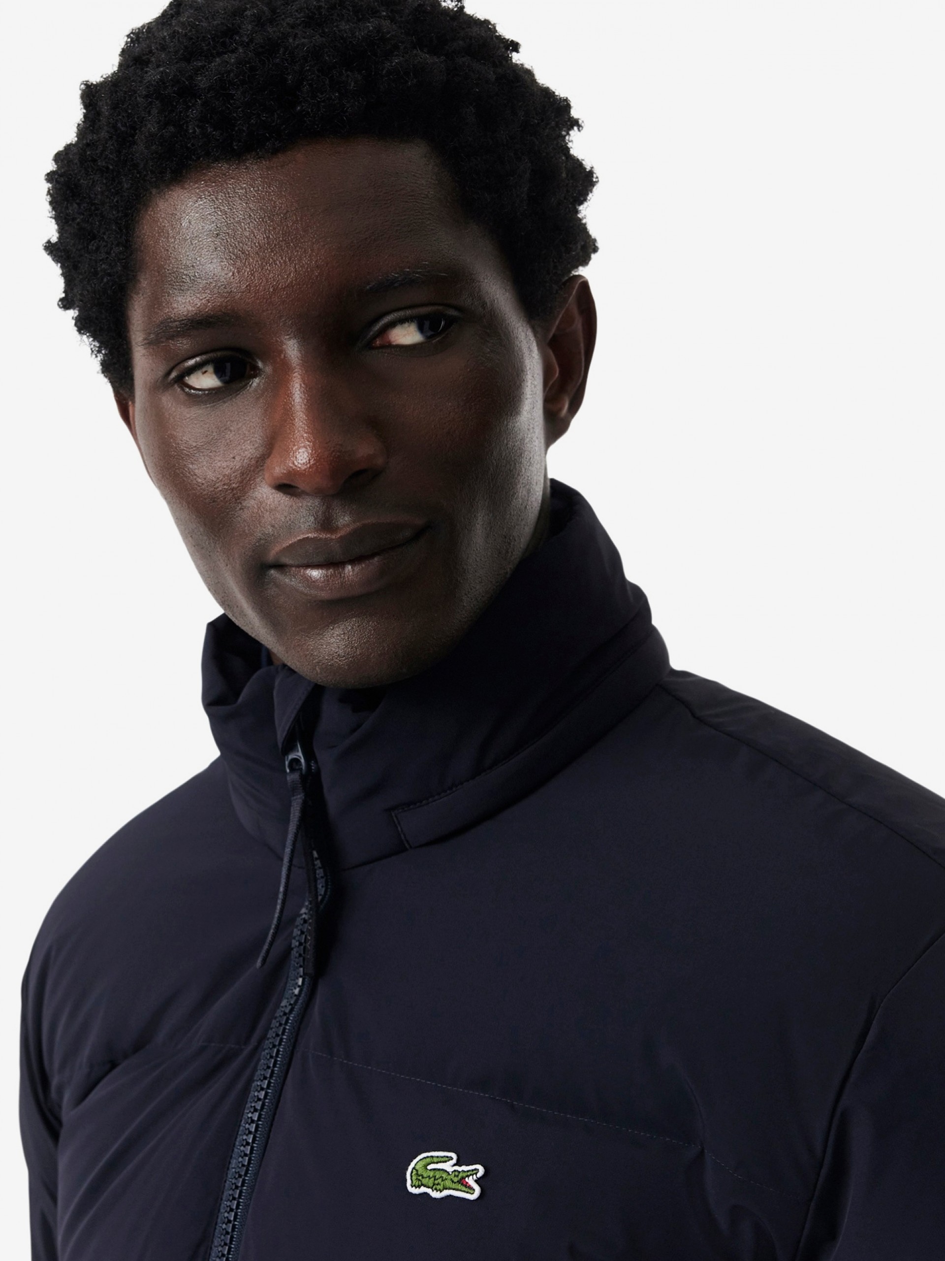 Chaqueta con Capucha Lacoste Acolchada Hidrófuga Azul