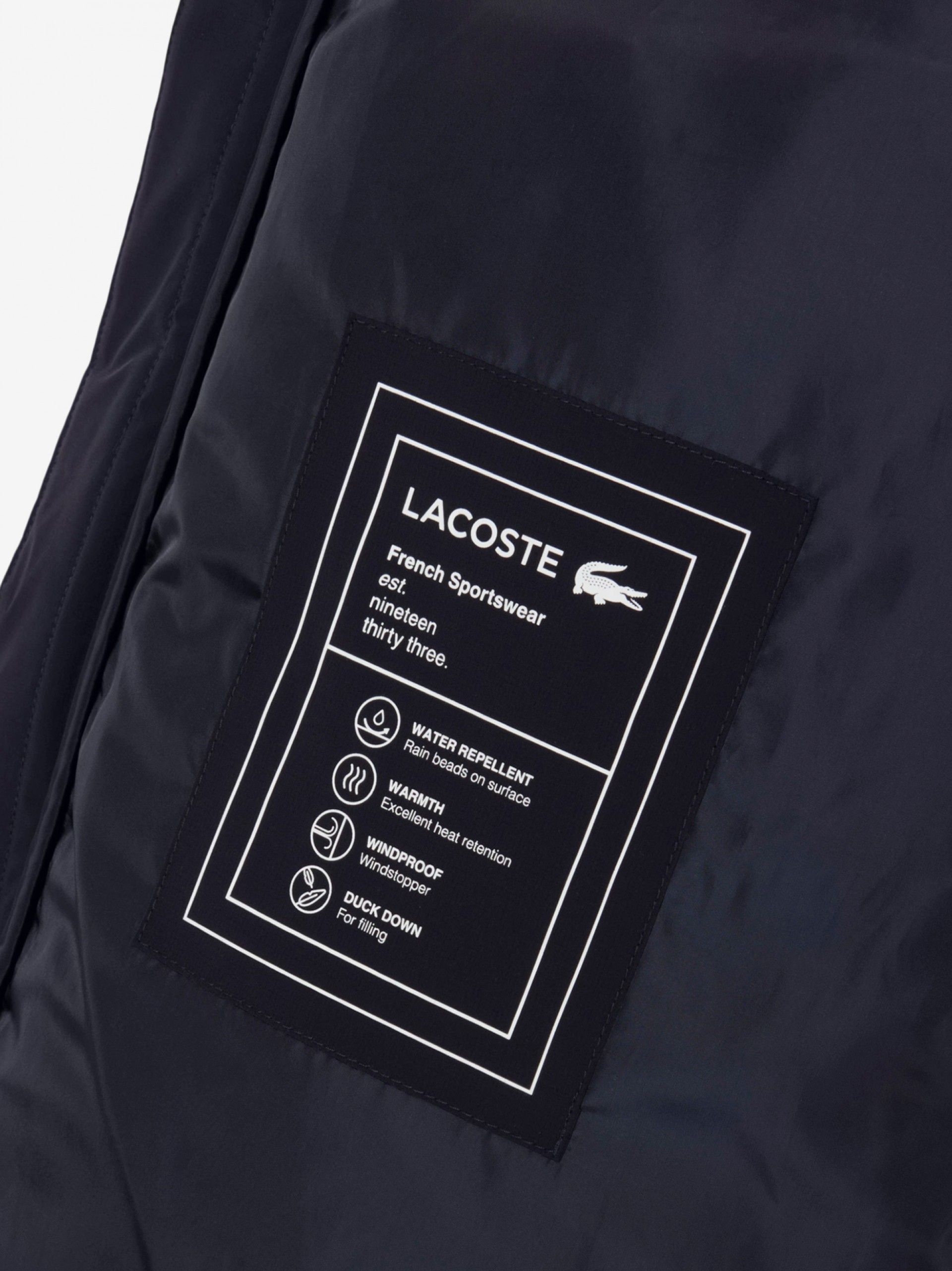 Chaqueta con Capucha Lacoste Acolchada Hidrófuga Azul