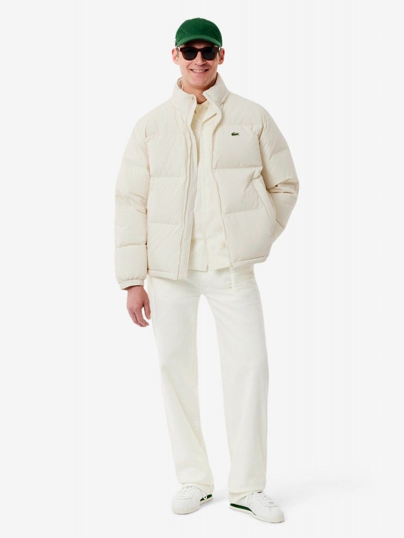 Chaqueta con Capucha Lacoste Acolchada Hidrófuga Beige Chaqueta con Capucha Lacoste Acolchada Hidrófuga Beige