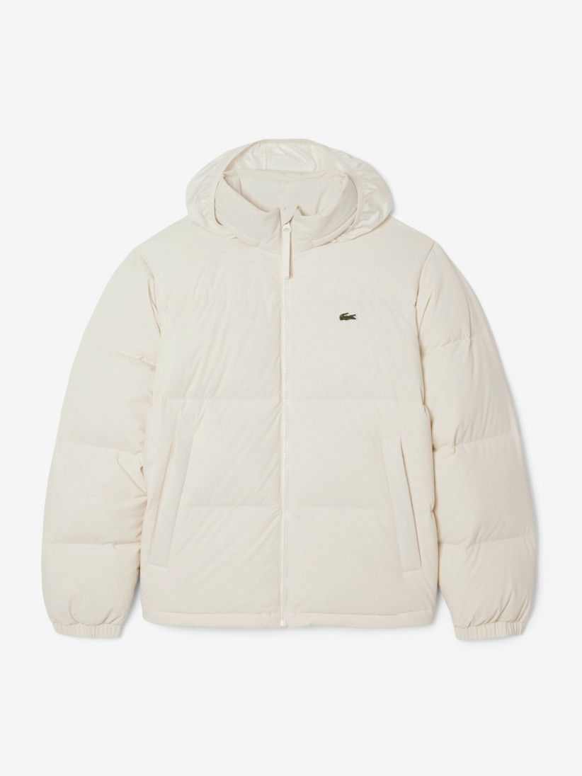 Chaqueta con Capucha Lacoste Acolchada Hidrófuga Beige Chaqueta con Capucha Lacoste Acolchada Hidrófuga Beige