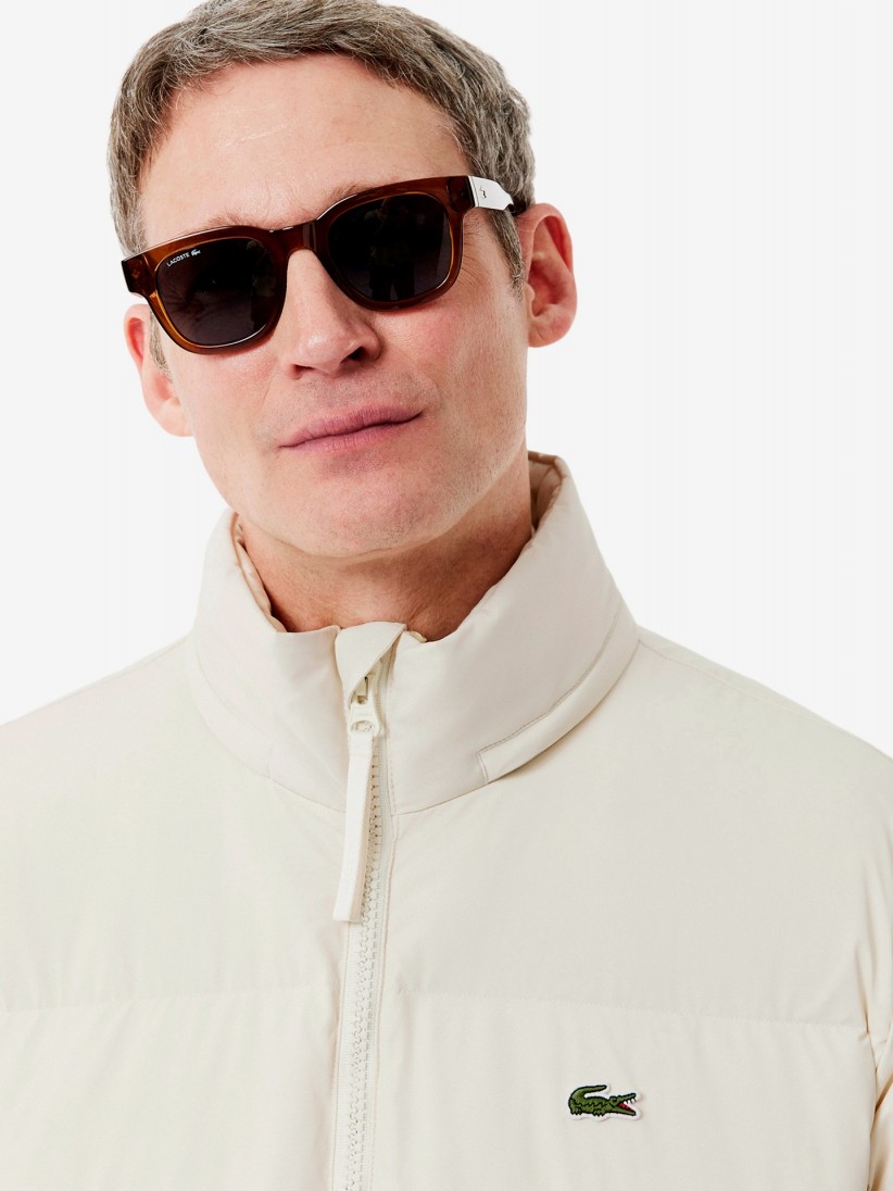 Chaqueta con Capucha Lacoste Acolchada Hidrófuga Beige Chaqueta con Capucha Lacoste Acolchada Hidrófuga Beige