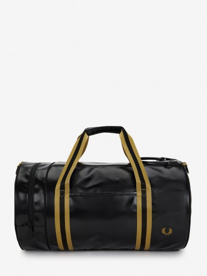 Bolsa Fred Perry Tipped Classic Barrel Negra y Dorada