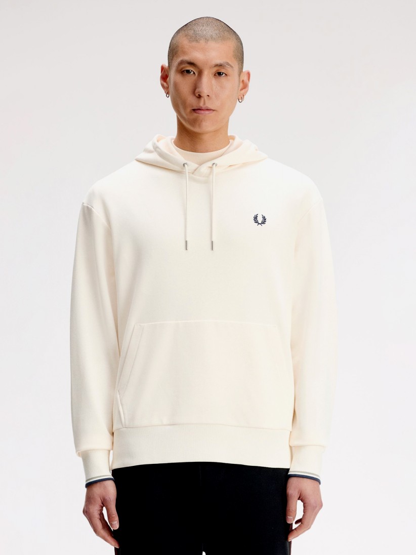 Camisola com Capuz Fred Perry Tipped Bege e Azul
