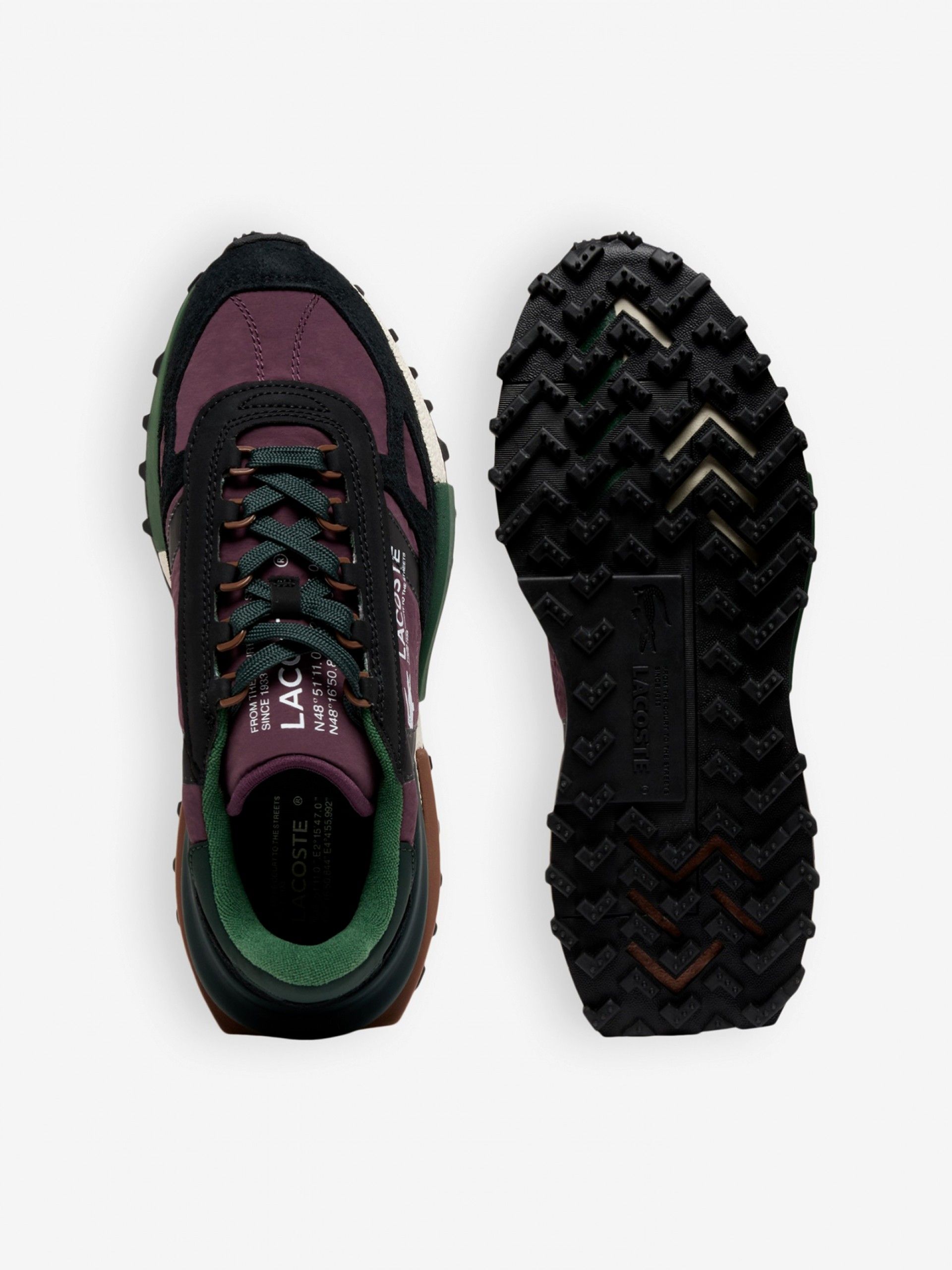 Zapatillas Lacoste Elite Active Burdeos, Negras y Verdes Para Hombre