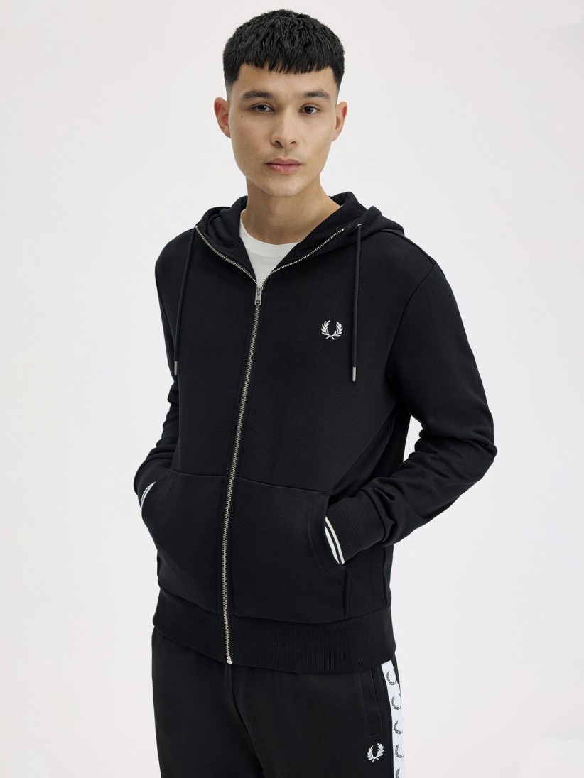 Fred Perry Zip Through Black Hooded Jacket Fred Perry Zip Through Black Hooded Jacket