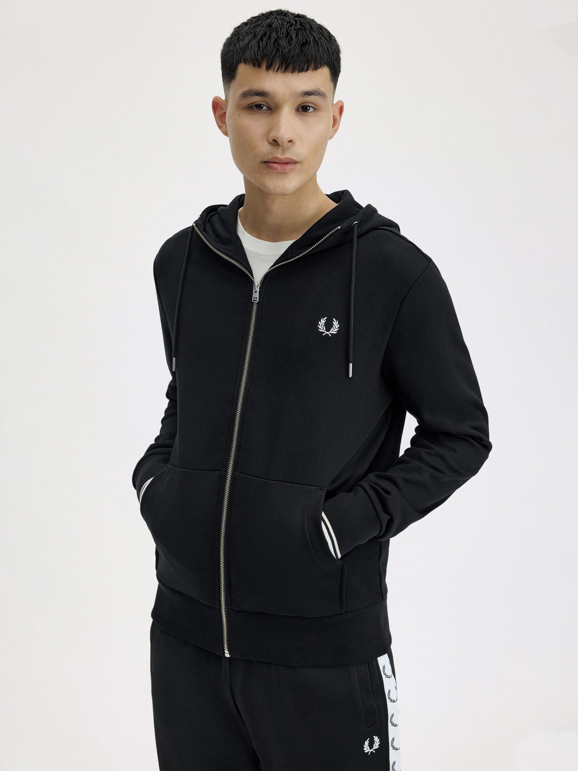 Fred Perry Zip Through Black Hooded Jacket