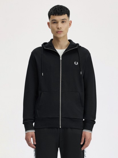Fred Perry Zip Through Black Hooded Jacket