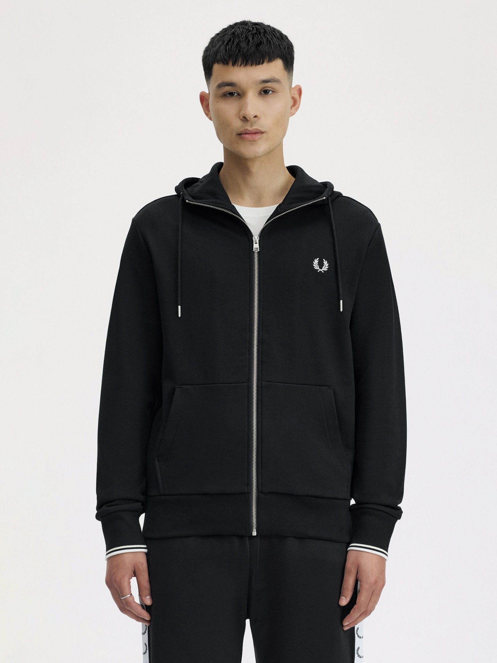 Fred Perry Zip Through Black Hooded Jacket