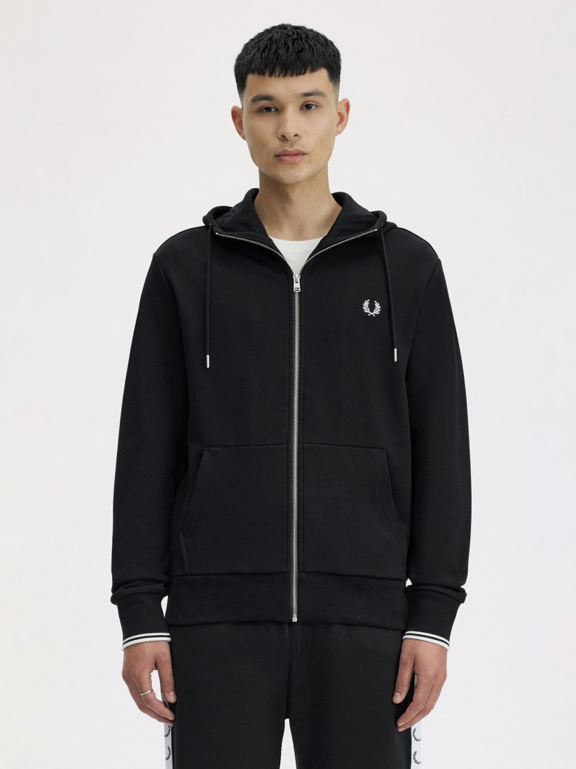 Fred Perry Zip Through Black Hooded Jacket Fred Perry Zip Through Black Hooded Jacket