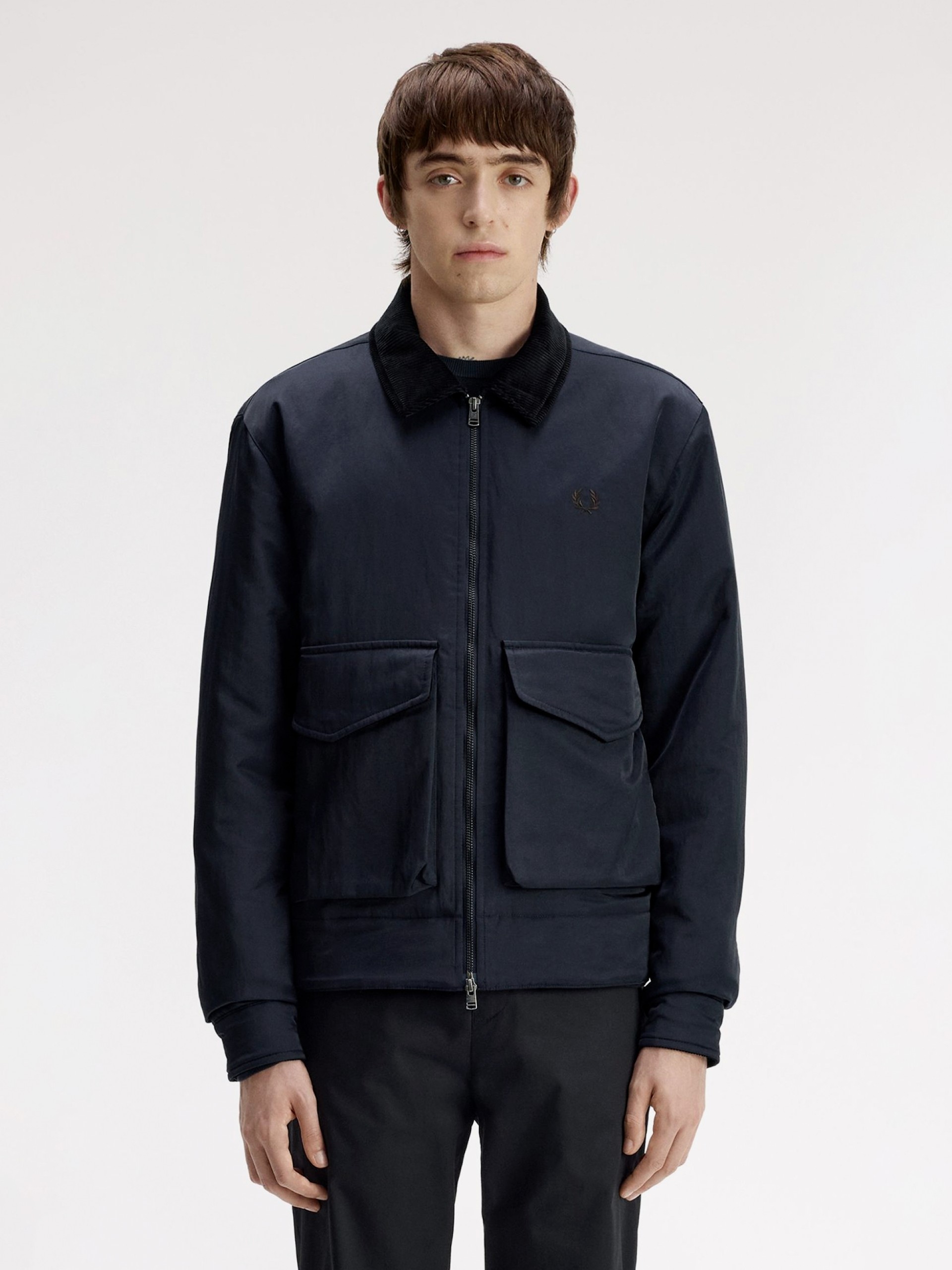 Fred Perry Nylon Caban Blue and Black Jacket