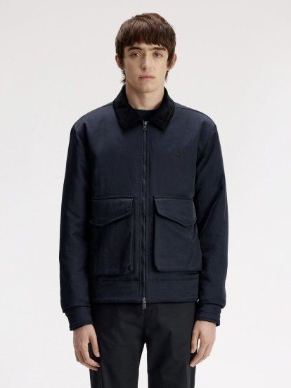 Casaco Fred Perry Nylon Caban Azul e Preto