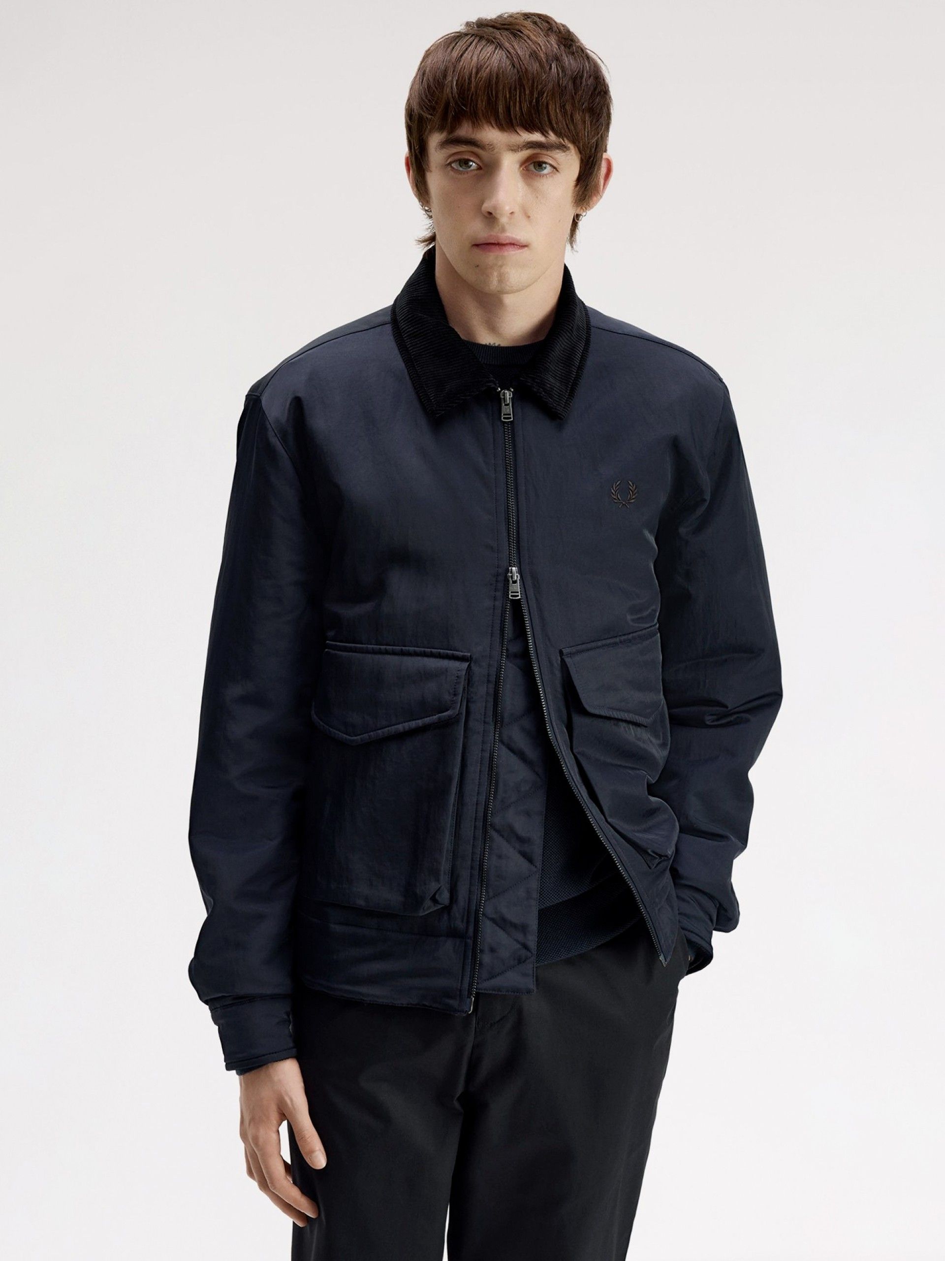Fred Perry Nylon Caban Blue and Black Jacket