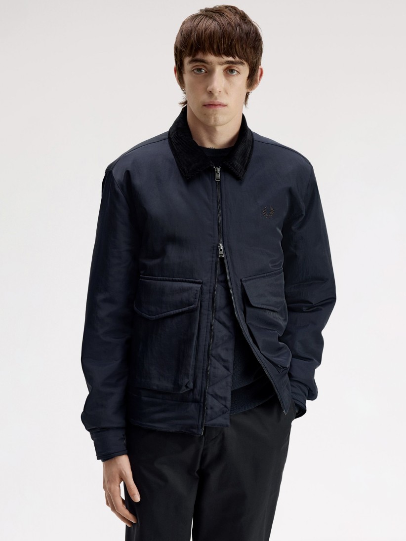 Casaco Fred Perry Nylon Caban Azul e Preto Casaco Fred Perry Nylon Caban Azul e Preto