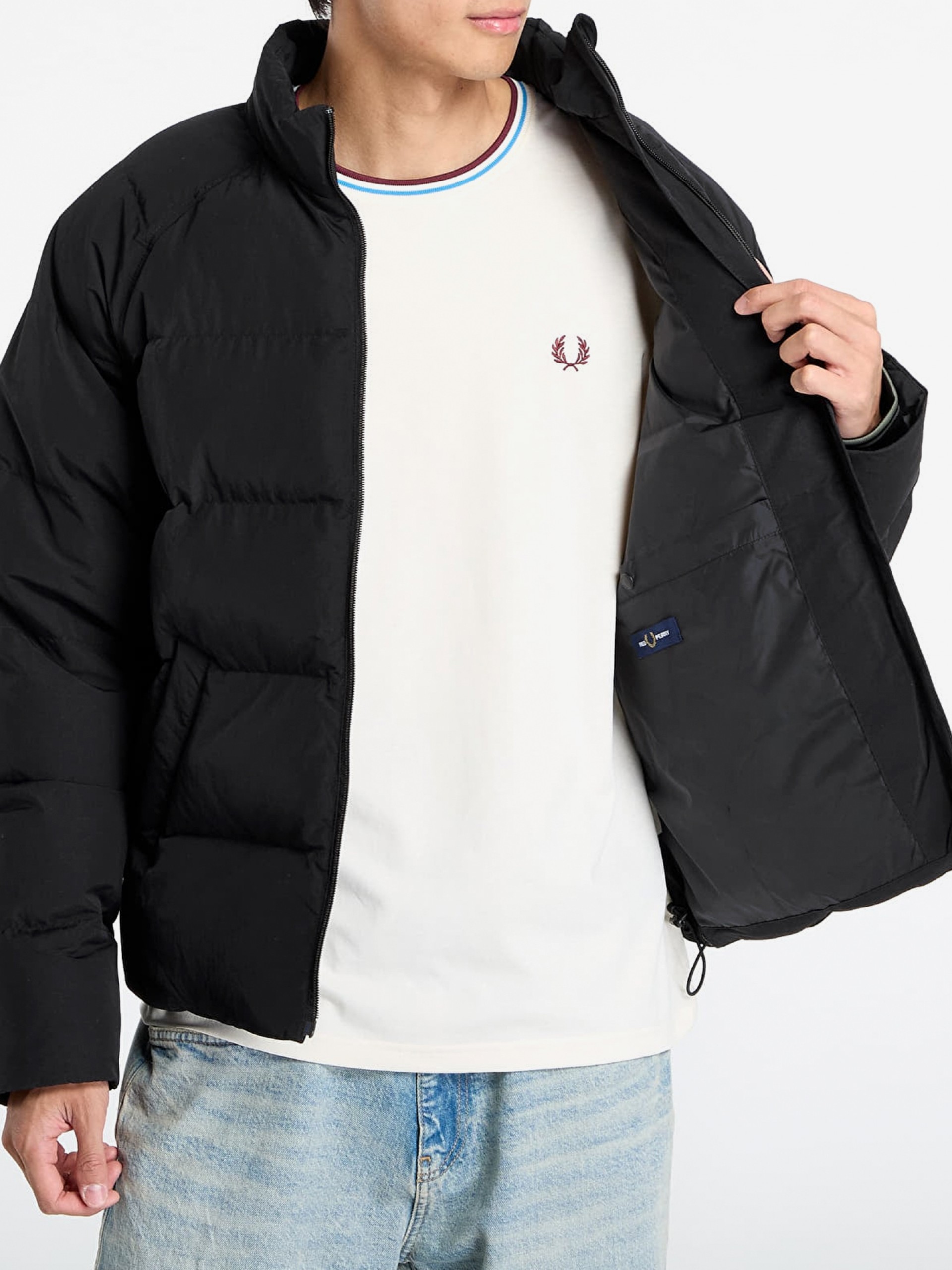 Fred Perry Raglan Sleeve Padded Black Jacket