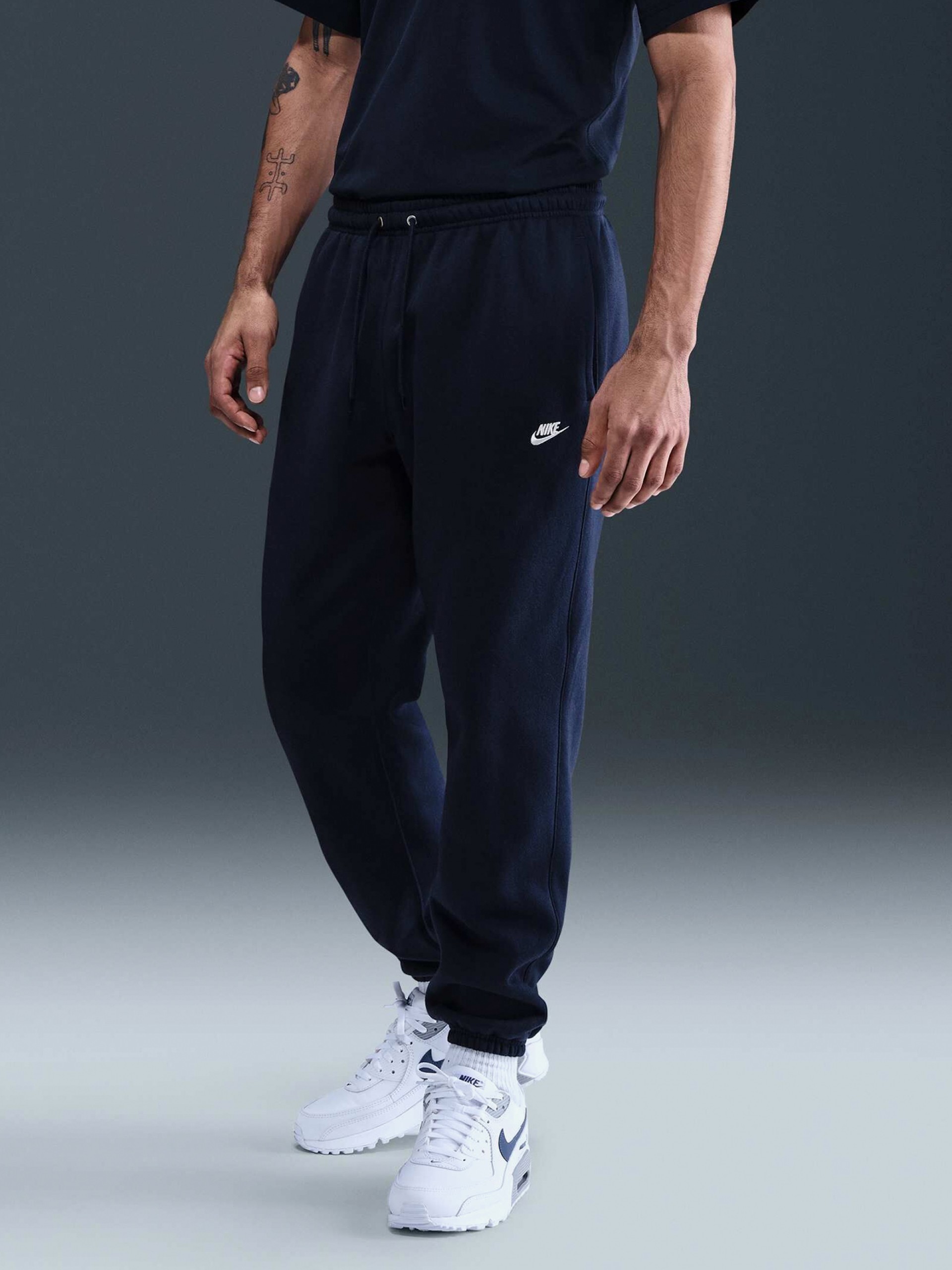 Nike Club Cuffed Brushed Fleece Blue Trousers For Men