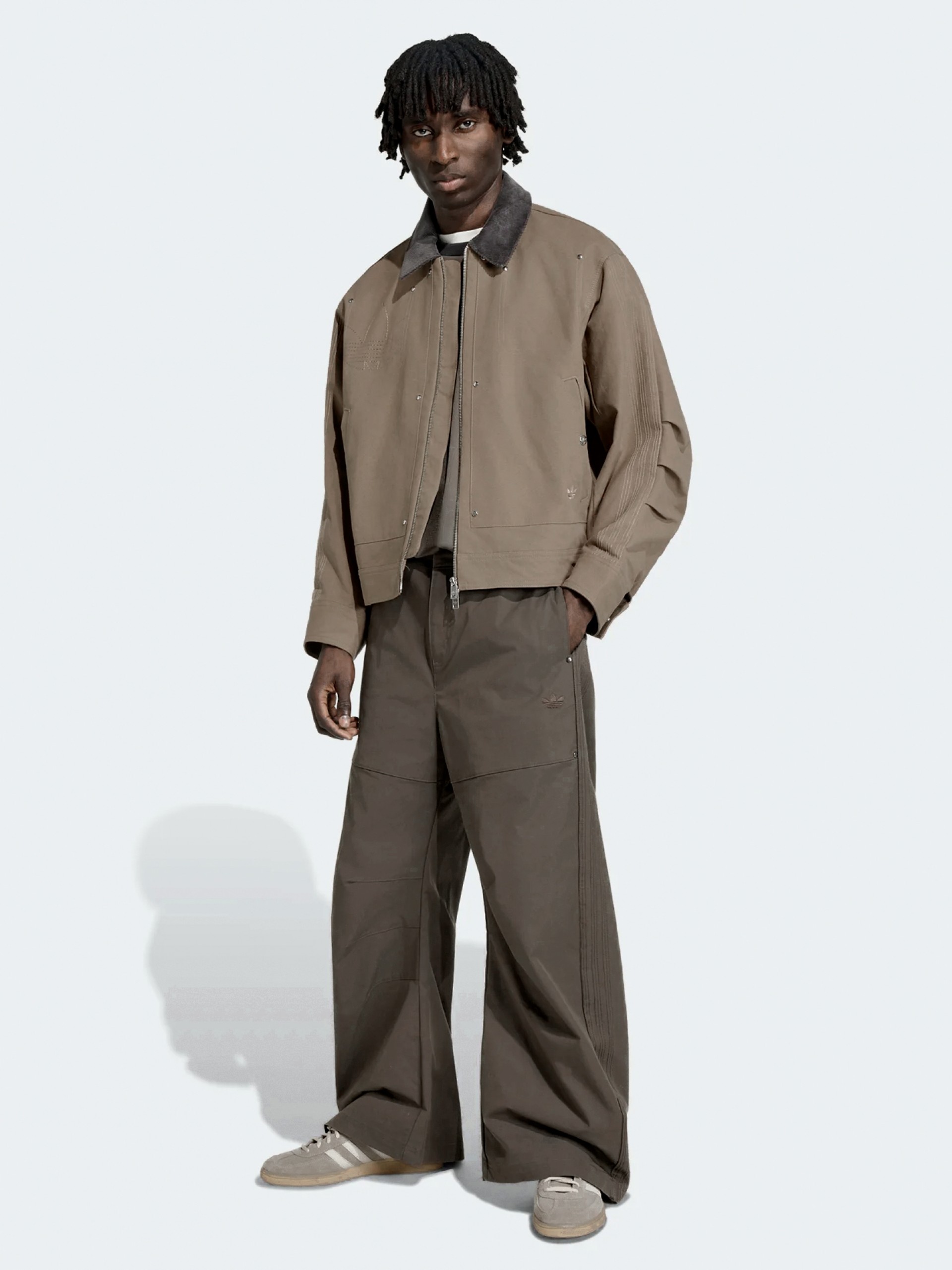Casaco Adidas Bomber Premium Essentials Caqui e Cinzento