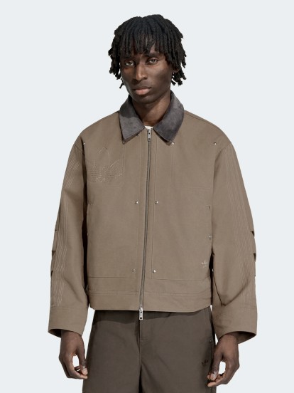 Casaco Adidas Bomber Premium Essentials Caqui e Cinzento