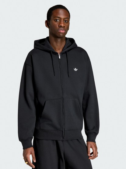 Casaco com Capuz Adidas Trefoil Essentials Loose Preto