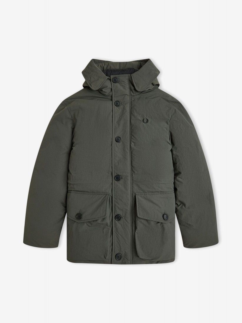 Casaco com Capuz Fred Perry Padded Parka Verde Casaco com Capuz Fred Perry Padded Parka Verde