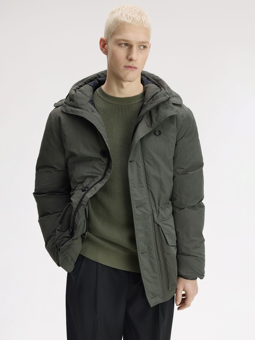 Casaco com Capuz Fred Perry Padded Parka Verde Casaco com Capuz Fred Perry Padded Parka Verde
